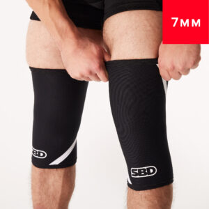 Genouillères SBD noir et blanc pour haltérophilie, powerlifting, streetlifting, strongman et crossfit