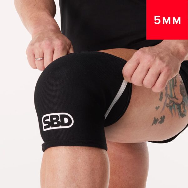 Genouillères SBD noir et blanc pour haltérophilie, crossfit et musculation