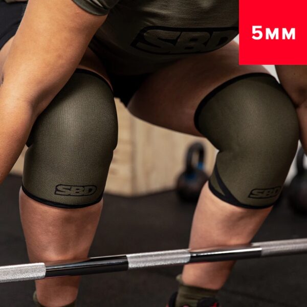 Genouillères SBD kaki pour haltérophilie, crossfit et musculation