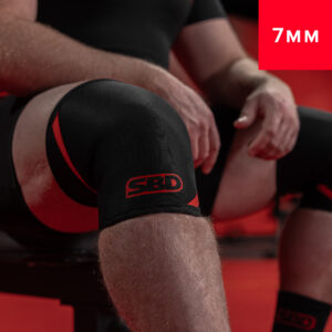 Genouillères SBD noir et rouge pour haltérophilie, powerlifting, streetlifting, strongman et crossfit