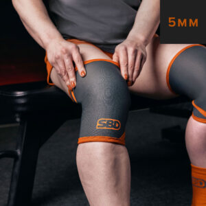 Genouillères SBD gris et orange pour haltérophilie, crossfit et musculation