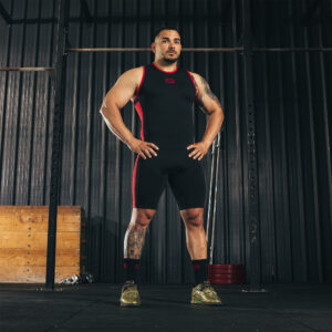 Singlet d'haltérophilie SBD homme de la collection classique noir et rouge