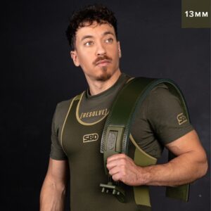 Ceinture de force SBD vert kaki en cuir pour musculation, powerlifting, streetlifting et strongman