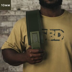 Ceinture de force SBD vert kaki en cuir pour musculation, powerlifting, streetlifting et strongman